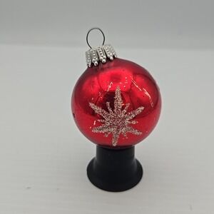 Vintage HandBlown Glass & Mica Star Pattern Ornament 2"